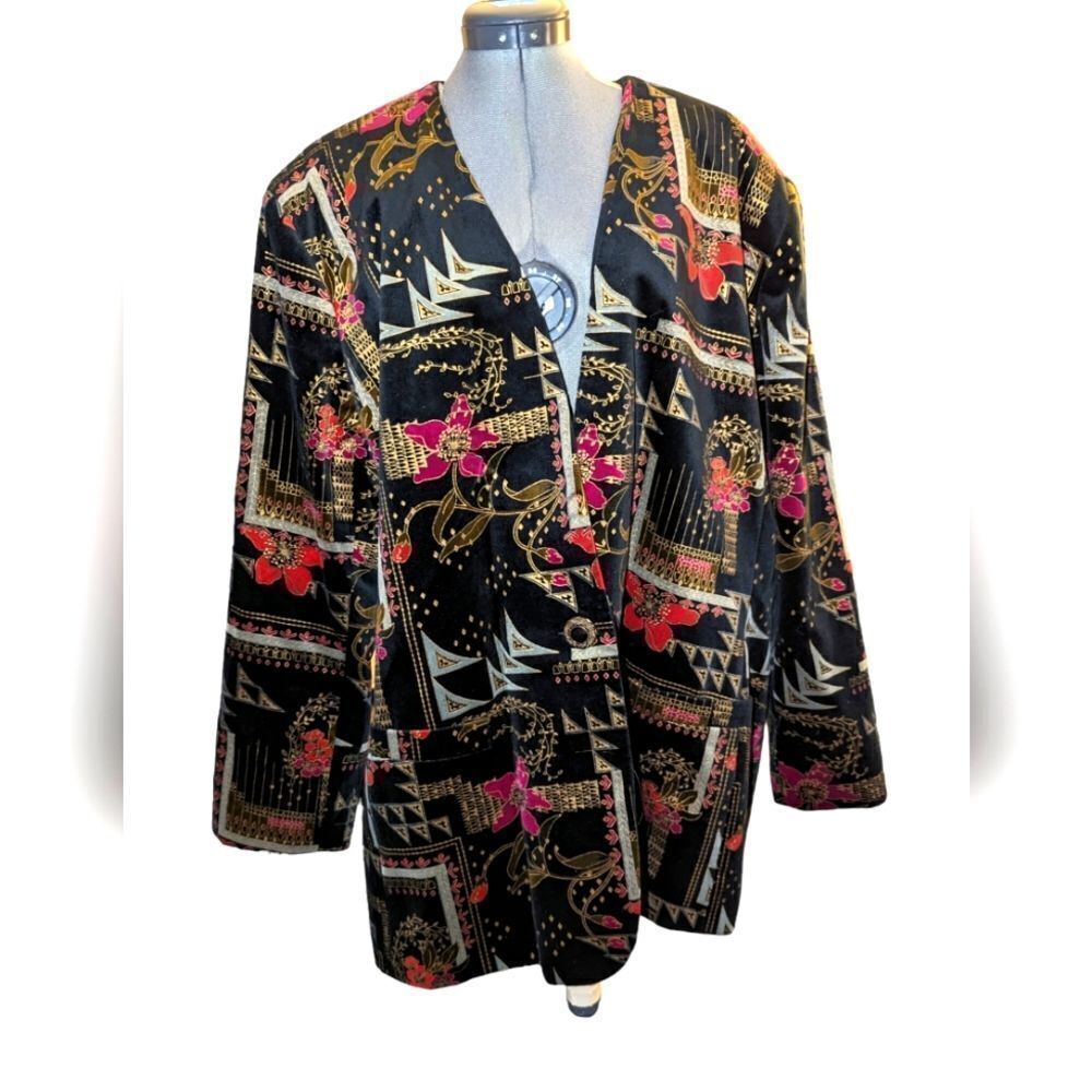 Vintage Tan Jay velour textured jacket volup